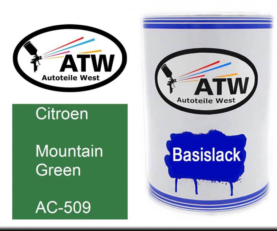 Citroen, Mountain Green, AC-509: 500ml Lackdose, von ATW Autoteile West.